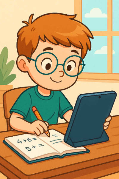 Enfant utilisant l'application WebiWebo Maths